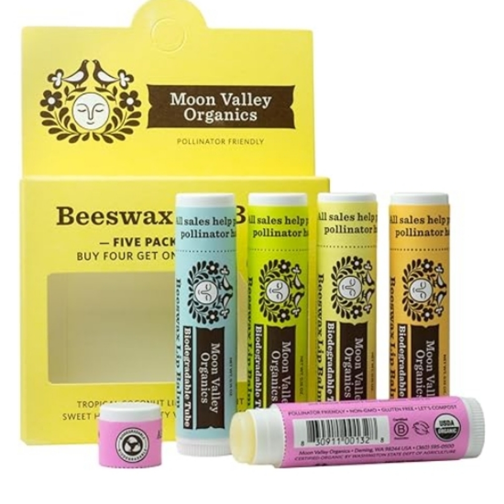 (Pack Of 5) Organics Beeswax Lip Balm for Moisturizing Lips and Cuticles